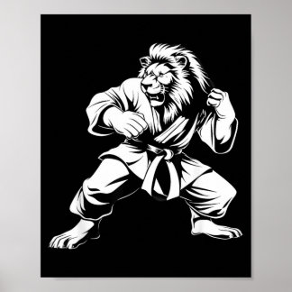 Póster Artes Marciales León Dibujo MMA Kickboxing Taekwon