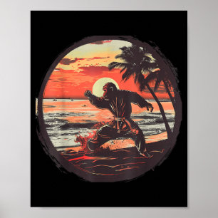 Póster Artes Marciales Mma Jiu-Jitsu Karate Mono Atardece