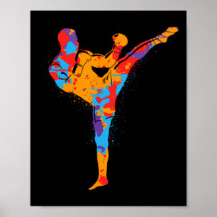 Póster Artes Marciales Muay Thai Kickboxer Colorido Chico