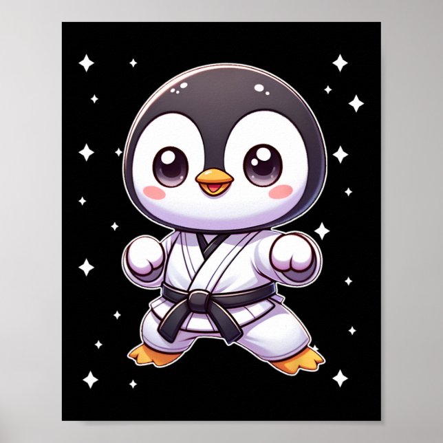 Póster Artes marciales pingüinas de Kawaii Karate 1 (Frente)