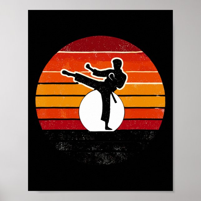 Póster Artes marciales retro Sunset Silhouette Kick - Kar (Frente)