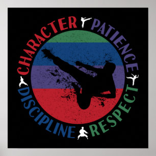 Póster Artes marciales - Valores básicos de karate
