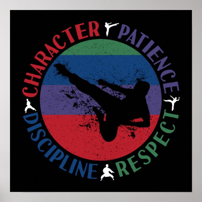 Póster Artes marciales - Valores básicos de karate (Frente)