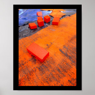 Póster Artes Plásticas Orgánicas De Resumen naranja Y Azu