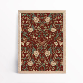 Póster Artes y Oficios al Estilo Antiguo Flor de Peonía