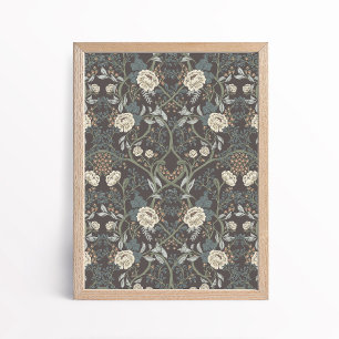 Póster Artes y Oficios al Estilo Antiguo Flor de Peonía