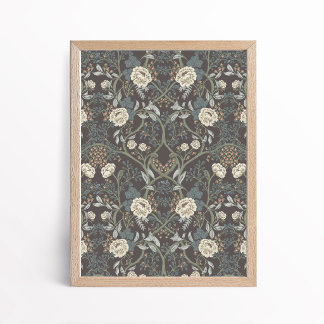 Póster Artes y Oficios al Estilo Antiguo Flor de Peonía