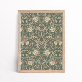 Póster Artes y Oficios al Estilo Vintage Flor de Peonía