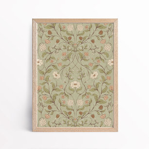 Póster Artes y Oficios Vintage Estilo Floral Bosque