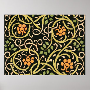 Póster Artes y Oficios Vintage Patrón Floral Roycroft