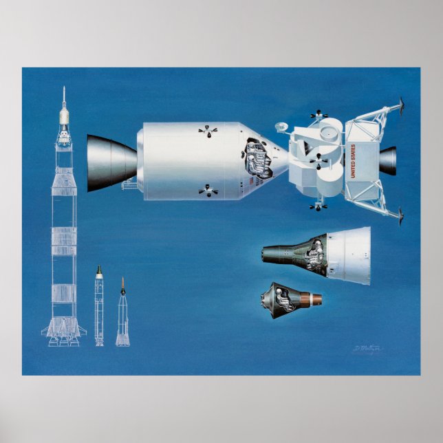 Póster Artesanía espacial y cohetes de la NASA (Frente)