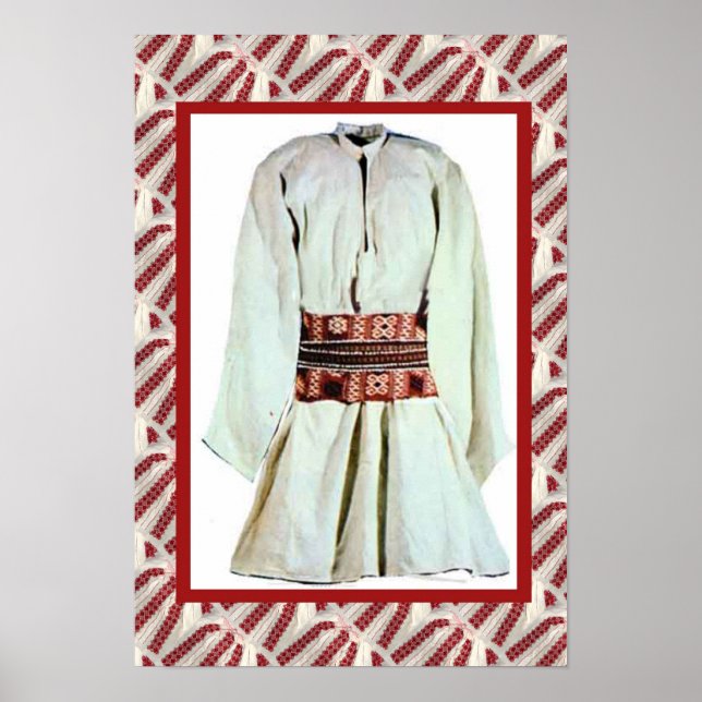 Póster Artesanía rumana, traje masculino bordado (Frente)