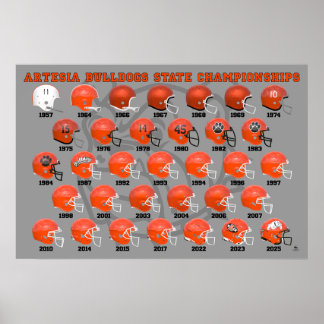 Póster Artesia Bulldogs State Champs Helmet Poster