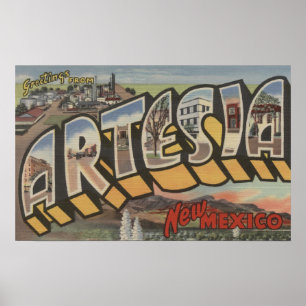 Póster Artesia, Nuevo México - Escenas de letras grandes