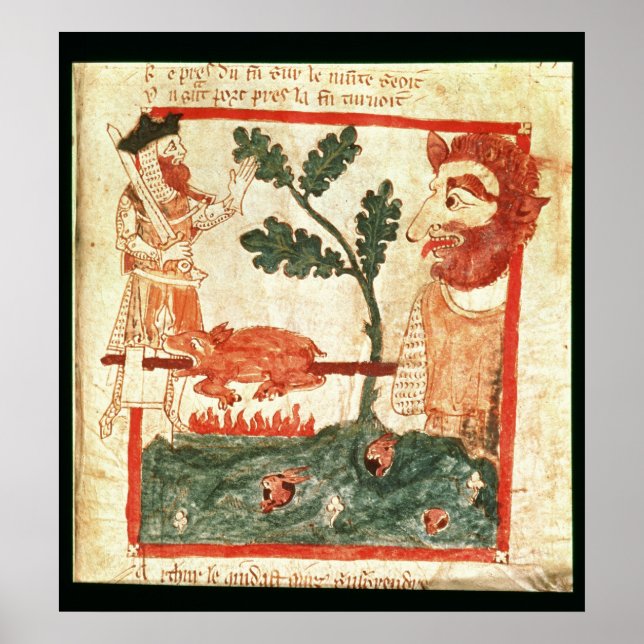 Póster Arthur conoce al gigante asando un cerdo en un (Frente)