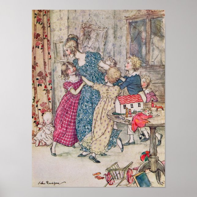 Póster Arthur Rackham | Grupo ruidoso y bullicioso (Frente)