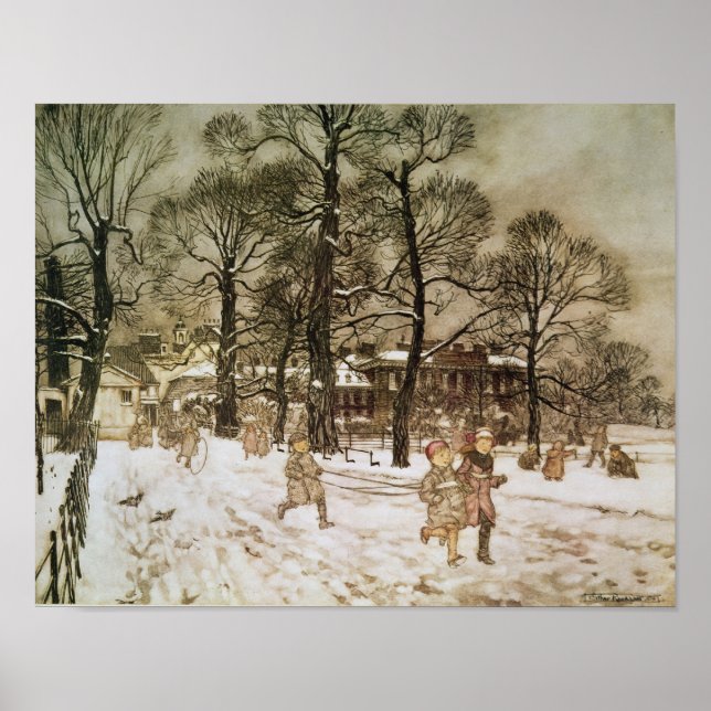 Póster Arthur Rackham | Invierno en Kensington Gardens de (Frente)