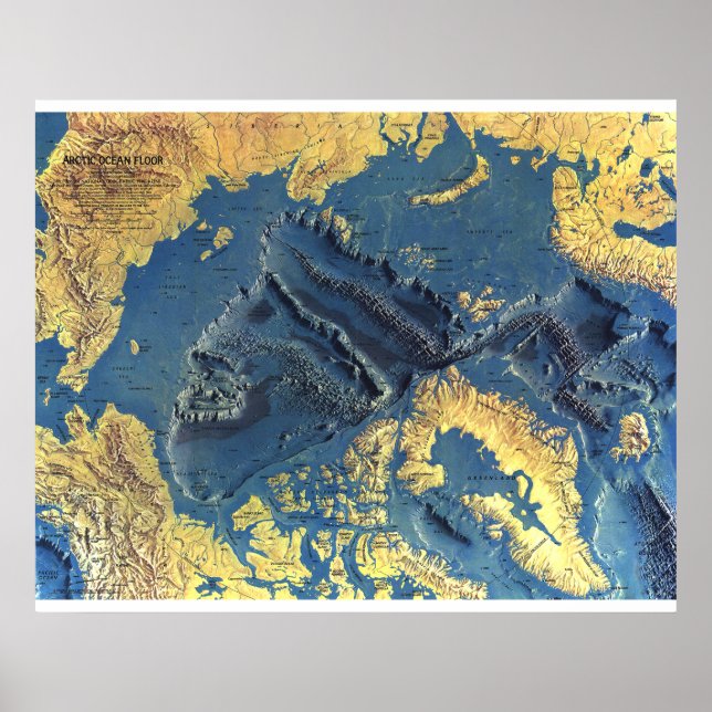 Póster " Ártico: 1971 - Mapa de Ocean SeaFloor ... (Frente)
