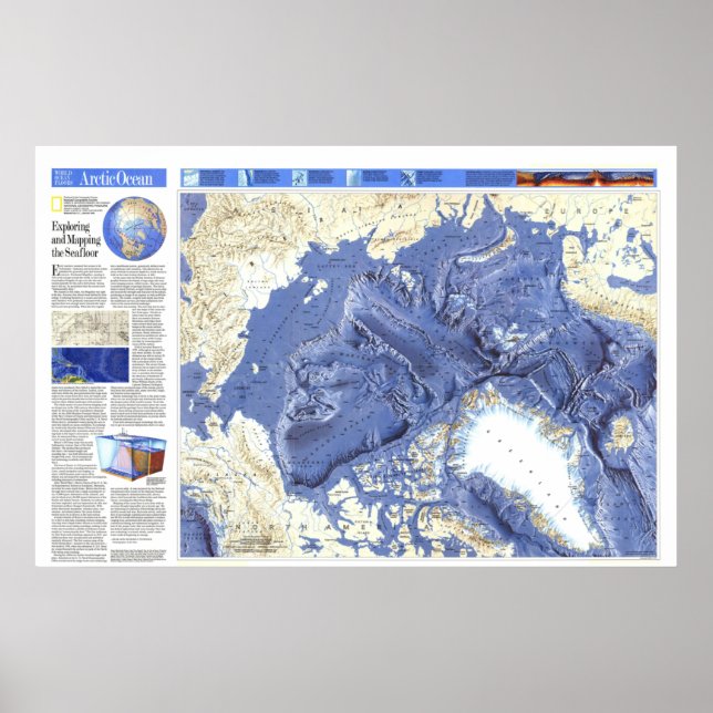 Póster "Ártico: 1990/hoy - Mapa detallado del suelo oceán (Frente)