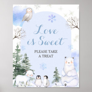 Póster ÁRTICO ANIMAL Copos de nieve Árboles El amor es du