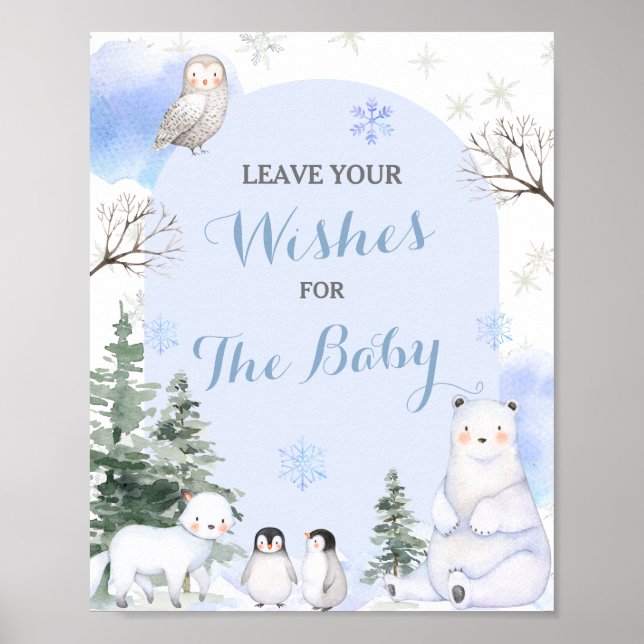 Póster Ártico ANIMAL Copos de nieve y deseo de bebé (Frente)