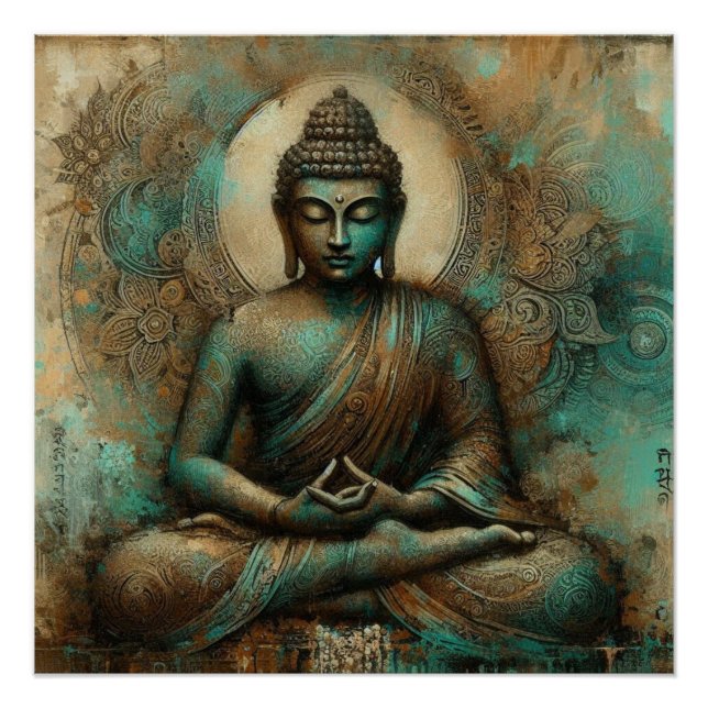 PÓSTER ARTÍCULO DE PINTA METÁLICA BUDDHA #2 (Anverso)