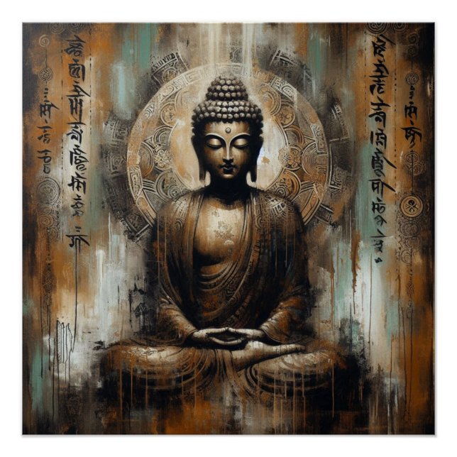 PÓSTER ARTÍCULO DE PINTA METÁLICA BUDDHA #6 (Anverso)