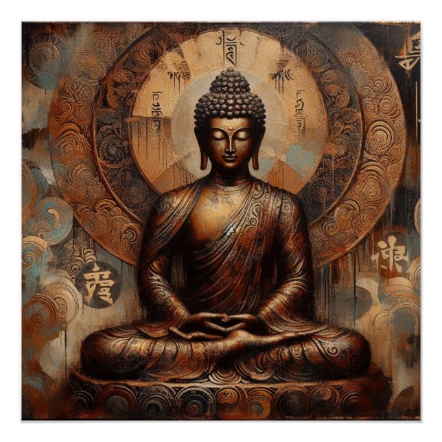 PÓSTER ARTÍCULO DE PINTA METÁLICA BUDDHA Nº 9 (Anverso)