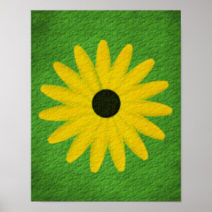 Póster Articulo floral de efecto texturizado amarillo