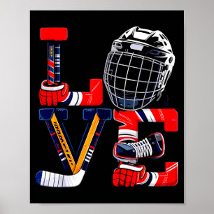 Póster artículos de hockey sobre hielo del día de San Val