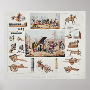 Póster Artillería francesa de los siglos XIV y XV