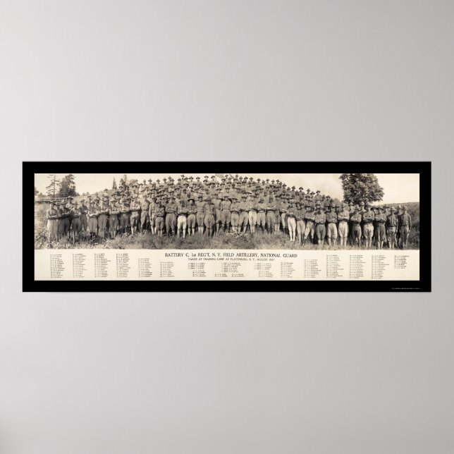 Póster Artillería Plattsburgh NY Foto 1916 (Frente)