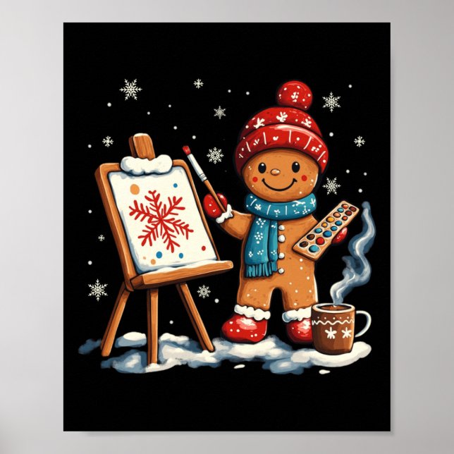 Póster Artist Gingerbread Painter Art Teacher Student Chr (Frente)