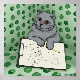 Póster Artista de gatos. Mi prado