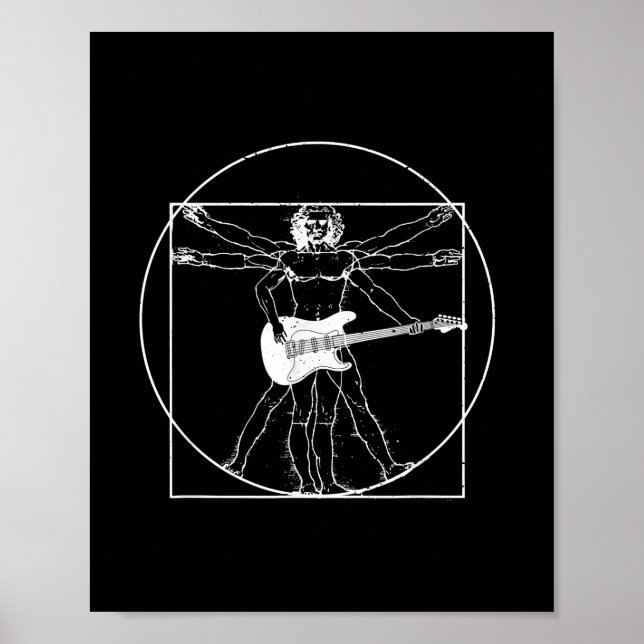 Póster Artista de guitarra eléctrica regalo Da Vinci Draw (Frente)