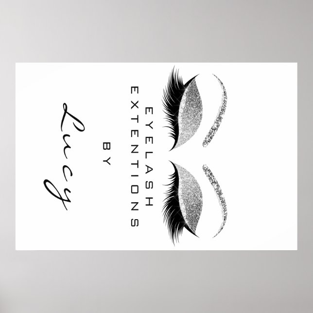 Póster Artista de maquillaje Belleza Purpurina Plata de c (Frente)