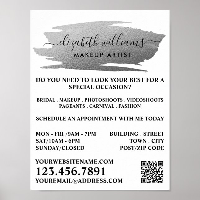 Póster Artista de maquillaje de pincel de Relieve metaliz (Frente)