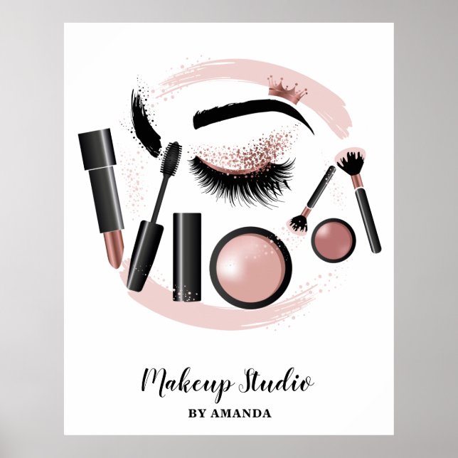 Póster Artista de maquillaje latigazos Mascara Lipstick R (Frente)