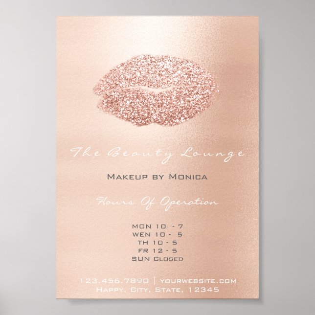 Póster Artista de maquillaje LIps Rosa Beso Gris Oro Purp (Frente)