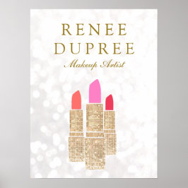 Póster Artista de maquillaje Palo de labios de oro Bellez