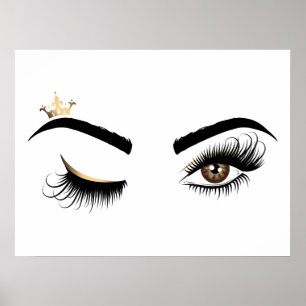 Póster Artista de maquillaje Wink Eye Queen Crown Lash Ex