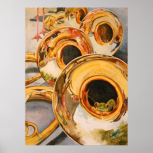 Póster Artista divertida de escape de rana de músico de c