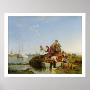 Póster Artista en su caballete y envío más allá, 1894
