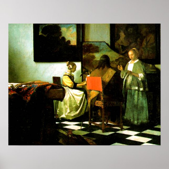 Póster Artista Holandés Vermeer Pintando El Concierto (Frente)