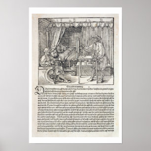 Póster Artista que usa la máquina del dibujo de Durer