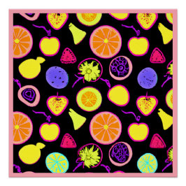 Póster Artista vibrante de frutas de neón