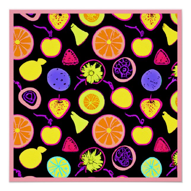 Póster Artista vibrante de frutas de neón (Anverso)