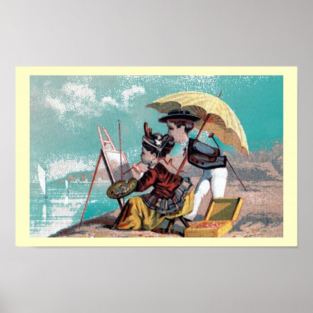 Póster Artista victoriano en la playa (Frente)