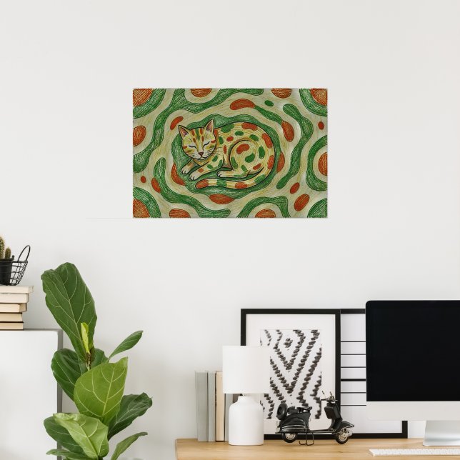 Póster Artistic Calico Cat Camouflage Abstract Pattern (Oficina en casa)