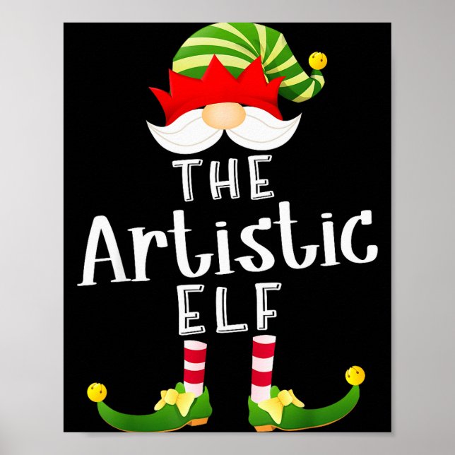 Póster Artistic Elf Group Christmas Funny Pajama Party  (Frente)